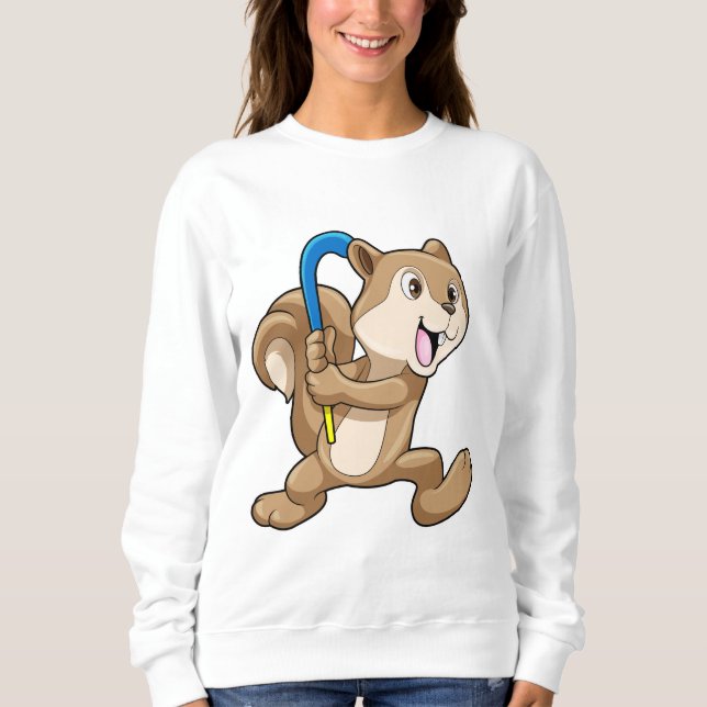 Sweatshirt Écureuil au hockey sur gazon avec bâton (Devant)