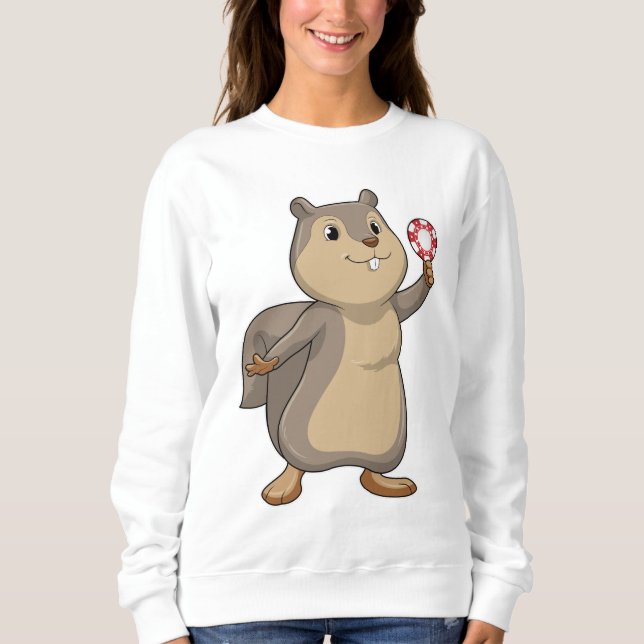 Sweatshirt Écureuil au Poker avec des jetons de Poker (Devant)