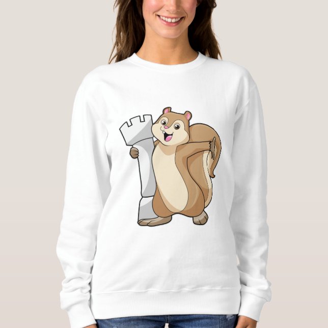 Sweatshirt Écureuil aux échecs avec pièce d'échecs King (Devant)