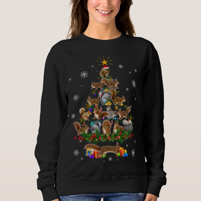 Sweatshirt Écureuil d'arbre de Noël Lumières Écureuil chou éc (Devant)