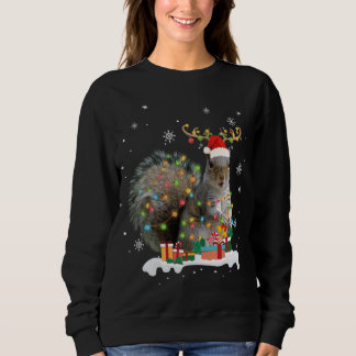 Sweatshirt Écureuil de Noël Drôle Lumières de Noël des rennes