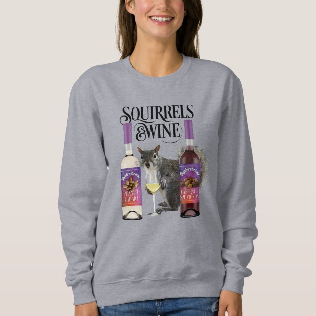 Sweatshirt Écureuils & Vin - Écureuil drôle amateur de vin  (Devant)