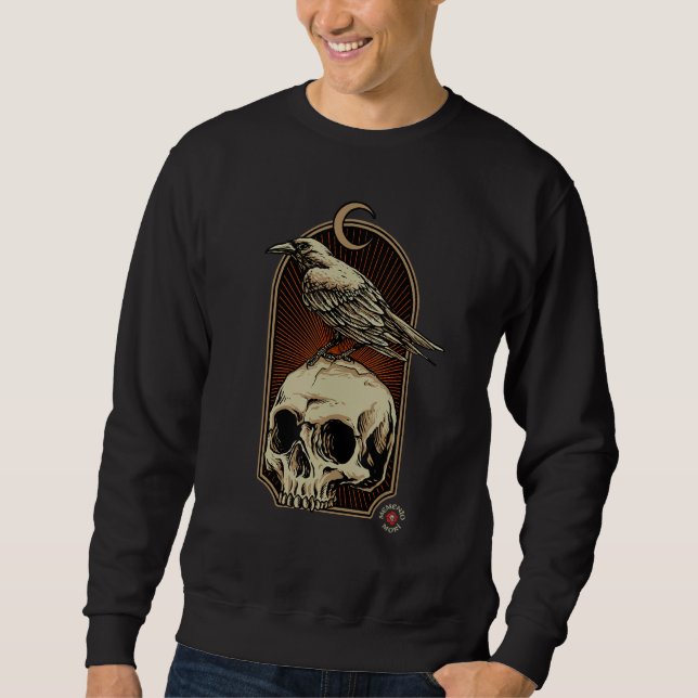 Sweatshirt Edgar Allan Poe - Nevermore Skull and Raven - Meme (Devant)