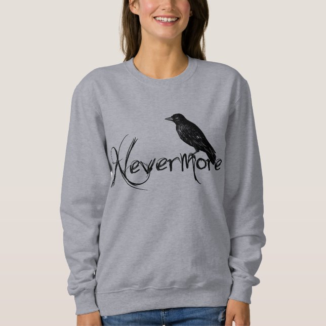 Sweatshirt Edgar Allen Poe Raven plus jamais Halloween (Devant)