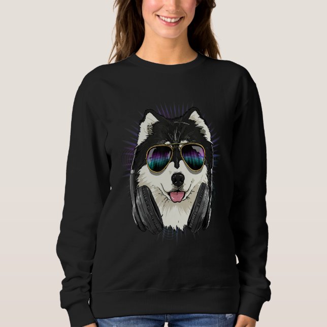 Sweatshirt EDM House Music DJ Alaskan Malamute Music  Music A (Devant)