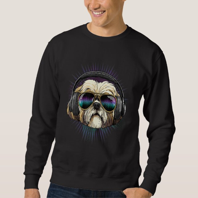 Sweatshirt EDM House Music DJ Shih Tzu Dog Pet Music  Music A (Devant)
