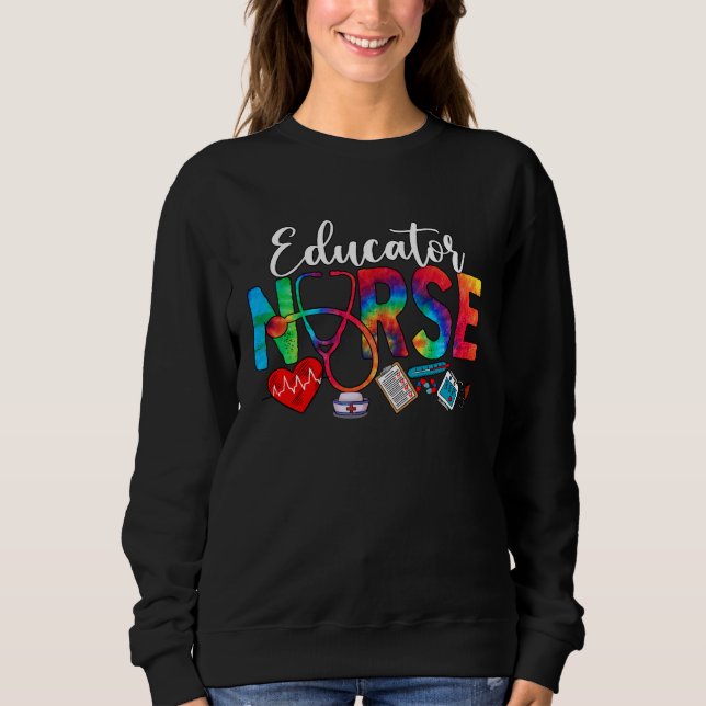 Sweatshirt Educator Nurse Tie Dye Love Heart Stethoscope RN N (Devant)