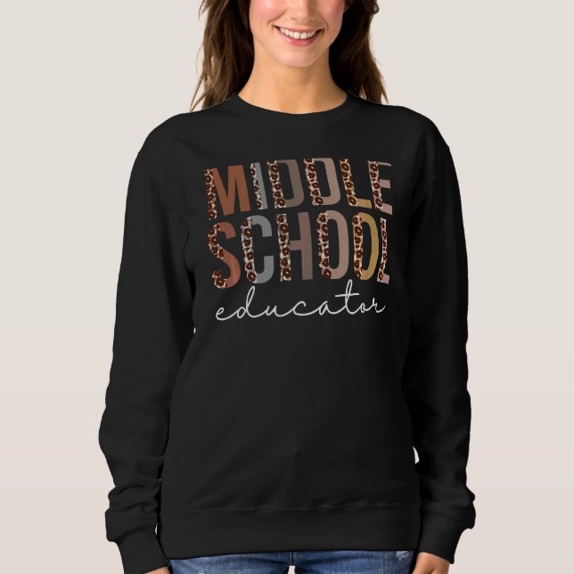 Sweatshirt Éducatrice du collège Leopard Appréciation des fem (Devant)