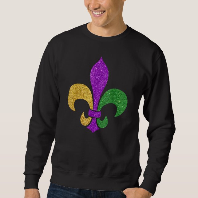 Sweatshirt Effet Parties scintillant Fleur De Lis Mardi Gras_ (Devant)