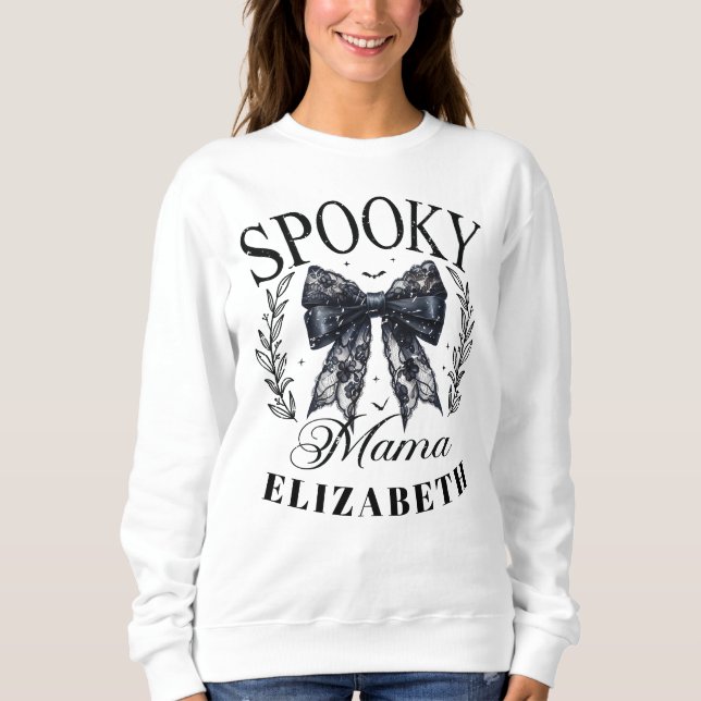 Sweatshirt Éffrayant Mama Halloween Coquette Bow Nom personna (Devant)