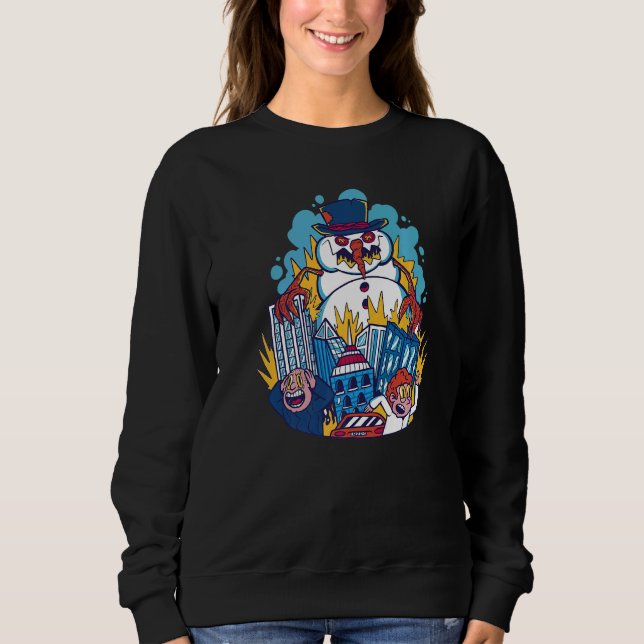 Sweatshirt Effrayant Snowman Détruire (Devant)