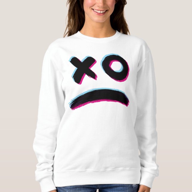 Sweatshirt Effrayant Stroke Smile Face Glitch Halloween heure (Devant)