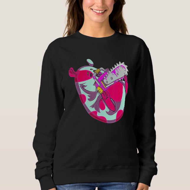 Sweatshirt Éffrayant Vaporwave Art tronçonneuse Animal Déplai (Devant)