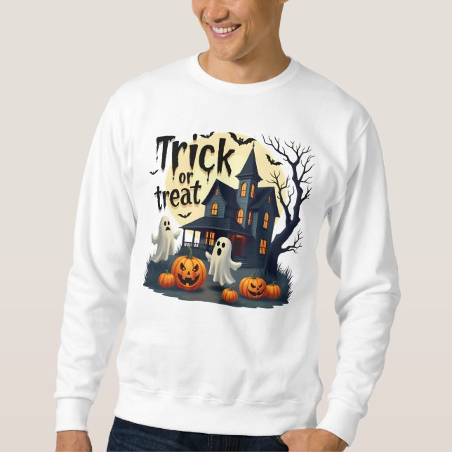 Sweatshirt Éffrayante nuit d'Halloween sur la scène de la mai (Devant)