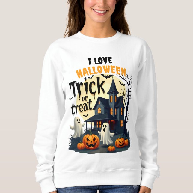 Sweatshirt Éffrayante nuit d'Halloween sur la scène de la mai (Devant)