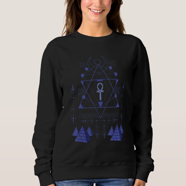 Sweatshirt Egyptology Ankh and Pyramids Symbol Kemetic Egypti (Devant)