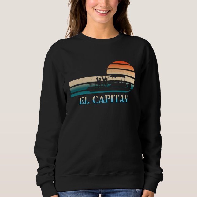 Sweatshirt El Captain Pontoon Boat  Boating Lake Retro Sunset (Devant)
