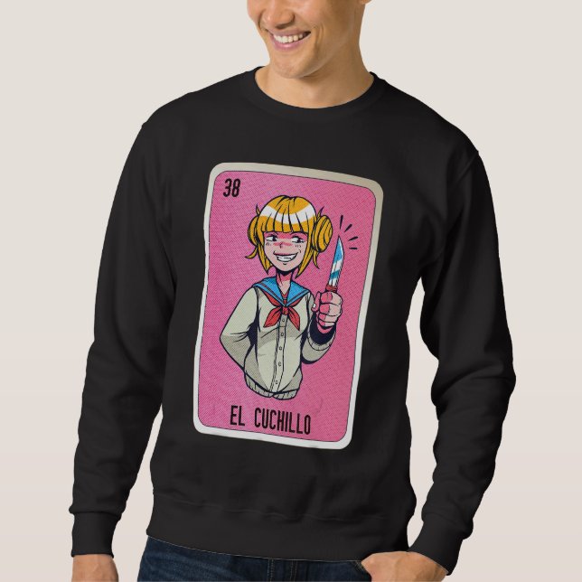 Sweatshirt El Cuchillo Mexican Slang Lottery Bingo Cards (Devant)