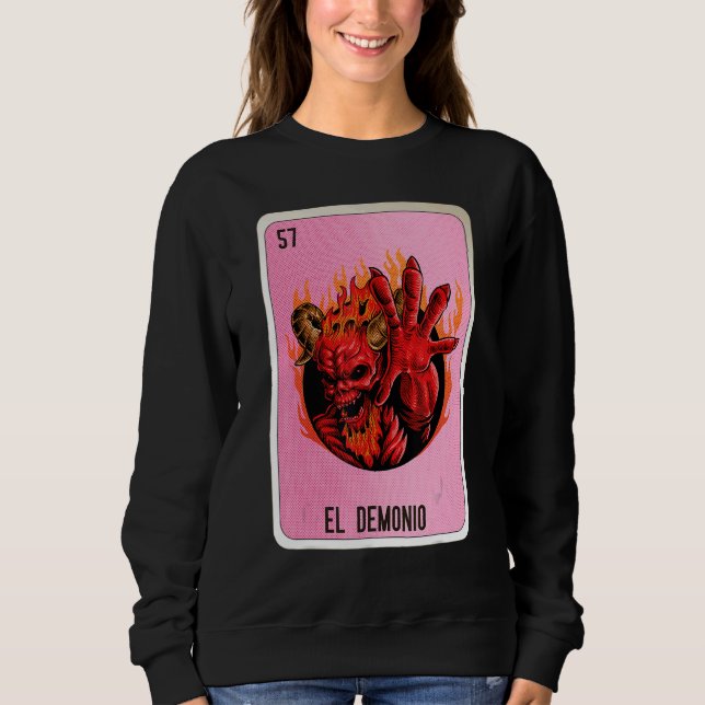 Sweatshirt El Demonio Mexican Slang Lottery Bingo Cards (Devant)