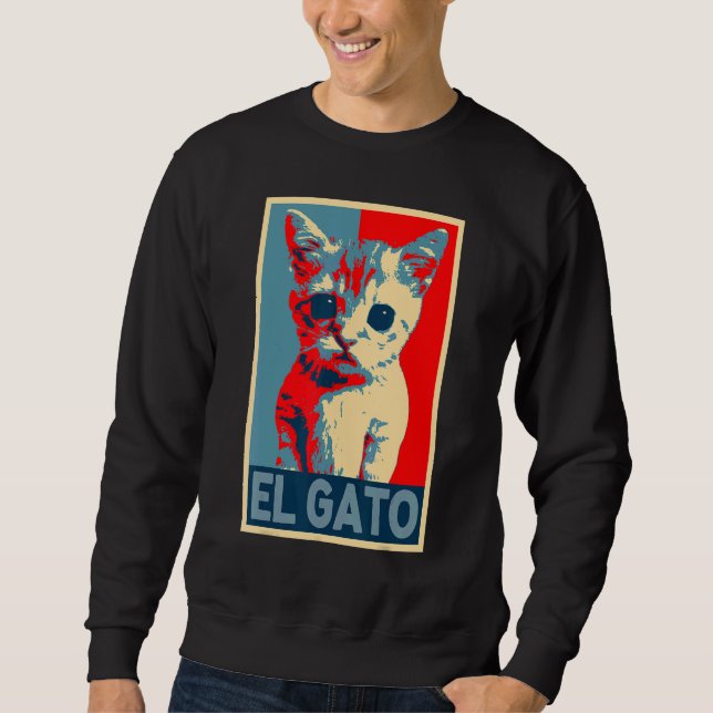 Sweatshirt El Gato meme Sad Cry Chat Kitty Mème retro vinta (Devant)