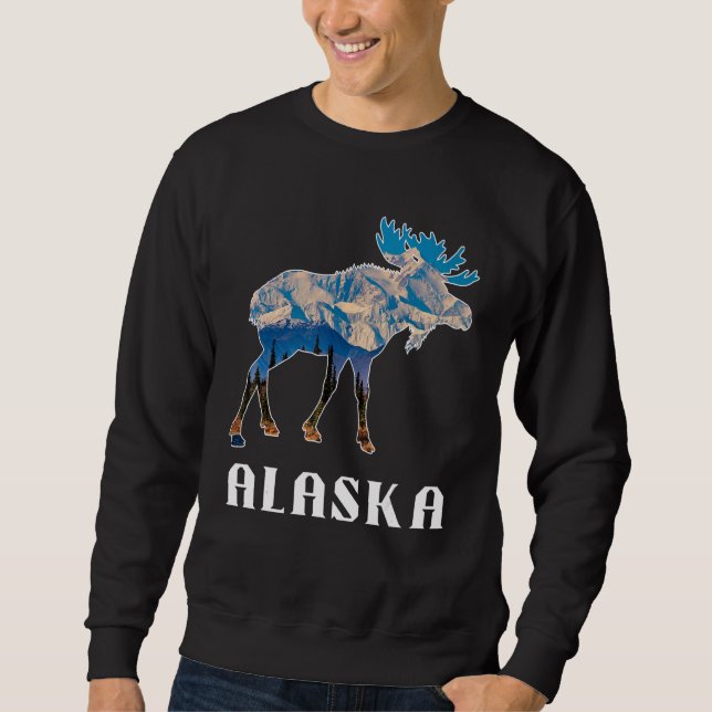 Sweatshirt Élan du jour de l'Alaska Montagnes enneigées (Devant)