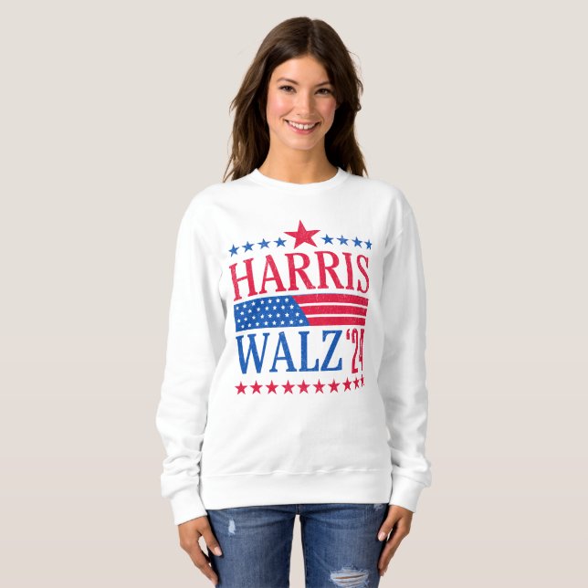 Sweatshirt Élection de vintage Harris et Walz 2024 (Devant entier)