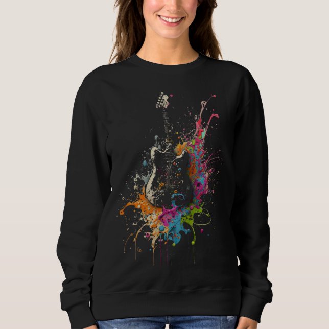Sweatshirt Electric Guitar Splash Guitarist Musician Retro Gu (Devant)
