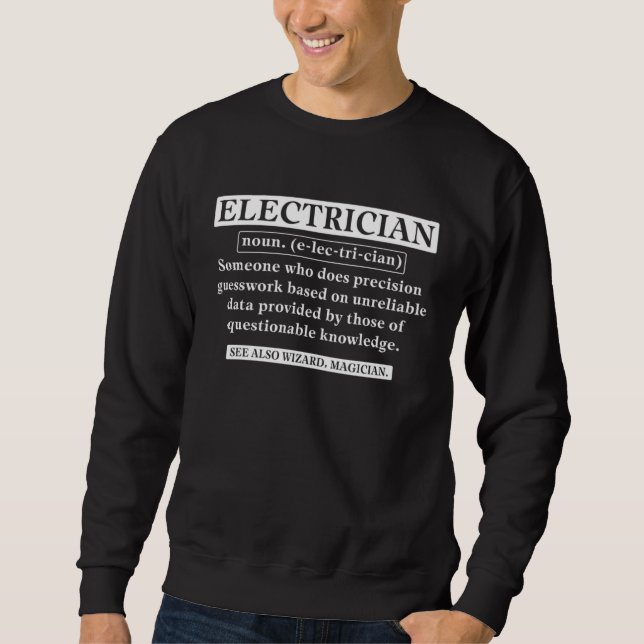 Sweatshirt Electrician Noun Definition Voltage Lineman Circui (Devant)
