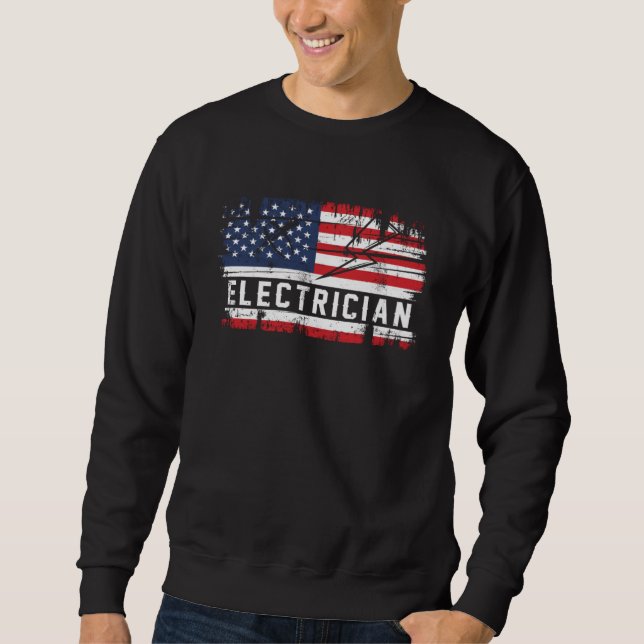 Sweatshirt Electrician USA Flag Voltage Lineman Circuit Cable (Devant)