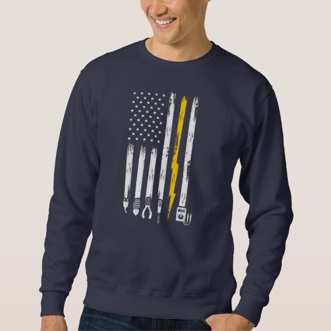 Sweatshirt Electricien US Drapeau Outils pour Electriciens  (Devant)