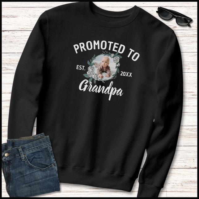 Sweatshirt Elegant Black & White Photo Promoted To Grandpa (Créateur téléchargé)