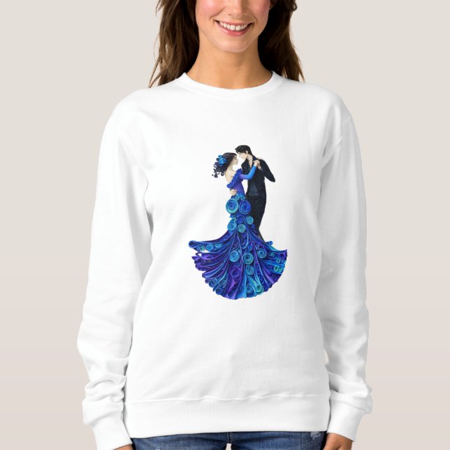 Sweatshirt Elegant Dancing Couple Paper Quilling Art (Devant)