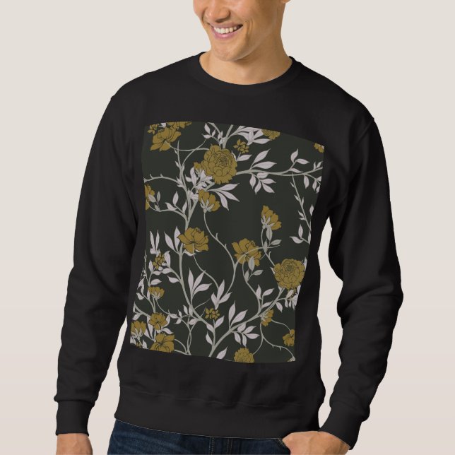 Sweatshirt Elégant fleuri : design motif vintage. (Devant)