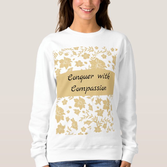 Sweatshirt Élégant Floral Doré Inspirant (Devant)