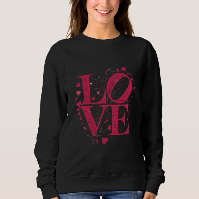 Sweatshirt Elegant Floral LOVE Typography – Romantic Heart De (Devant)