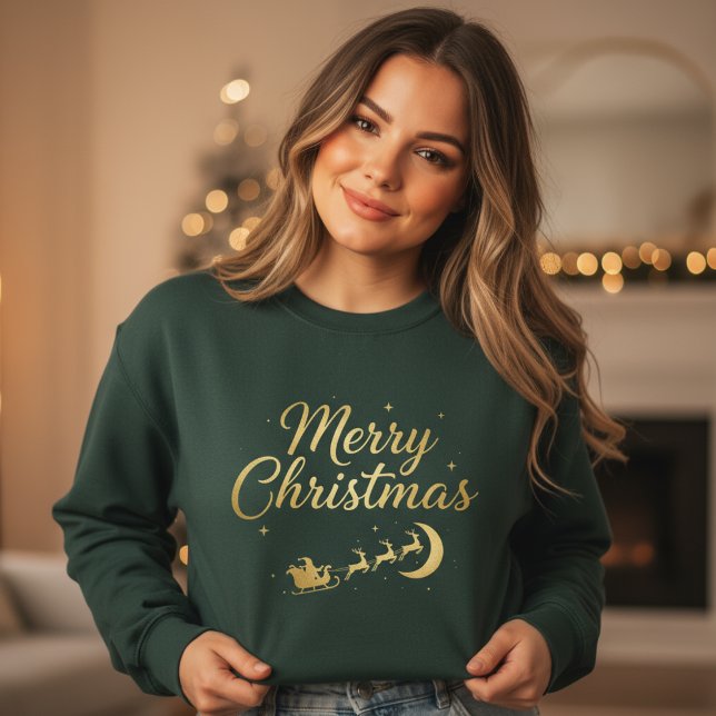 Sweatshirt Élégant Joyeux Noël Or (Créateur téléchargé)