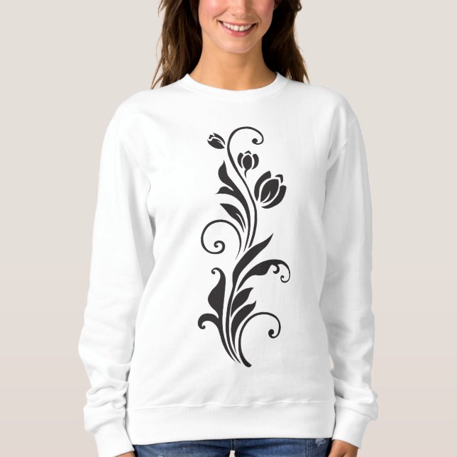 Sweatshirt Elegant Ornamental Floral Flower Art (Devant)