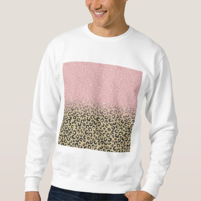 Sweatshirt Elegant Rose Gold Glitter Black Leopard Print (Devant)
