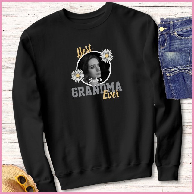 Sweatshirt Elegant Script 1 Photo Best Grandma Ever (Créateur téléchargé)