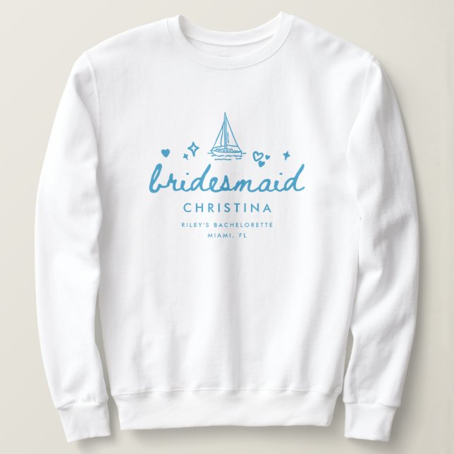 Sweatshirt Elegant Script Bridesmaid's Name Lake Bachelorette (Design devant)