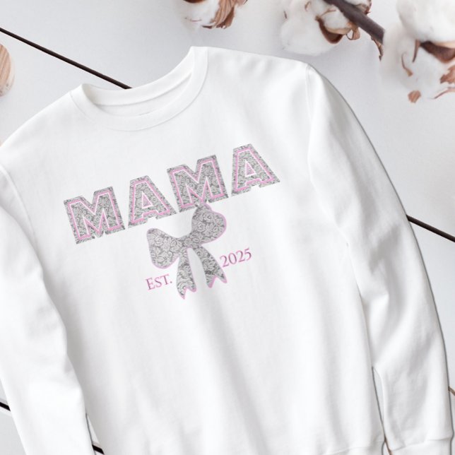 Sweatshirt Elégante dentelle "MAMA" avec Bow MOM (Créateur téléchargé)