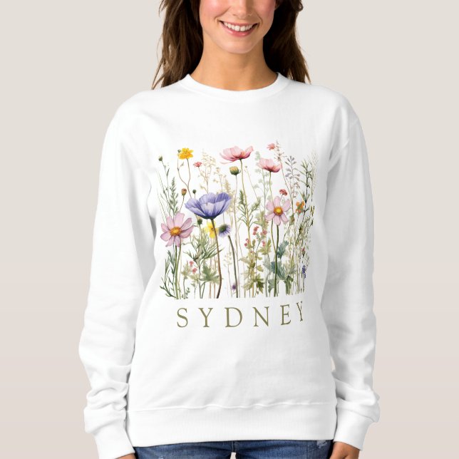 Sweatshirt Élégante Fleur de Boho Florale Sauvage (Devant)