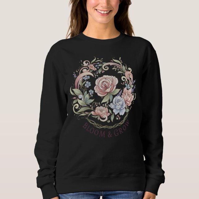 Sweatshirt Élégante floraison et croissance de la couronne fl (Devant)