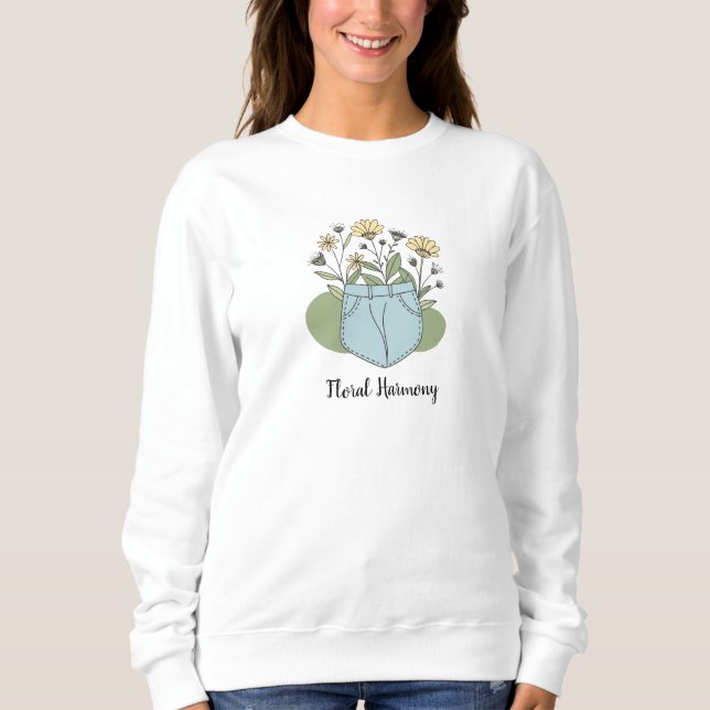 Sweatshirt Élégante illustration de fleurs au pastel, esthéti (Devant)