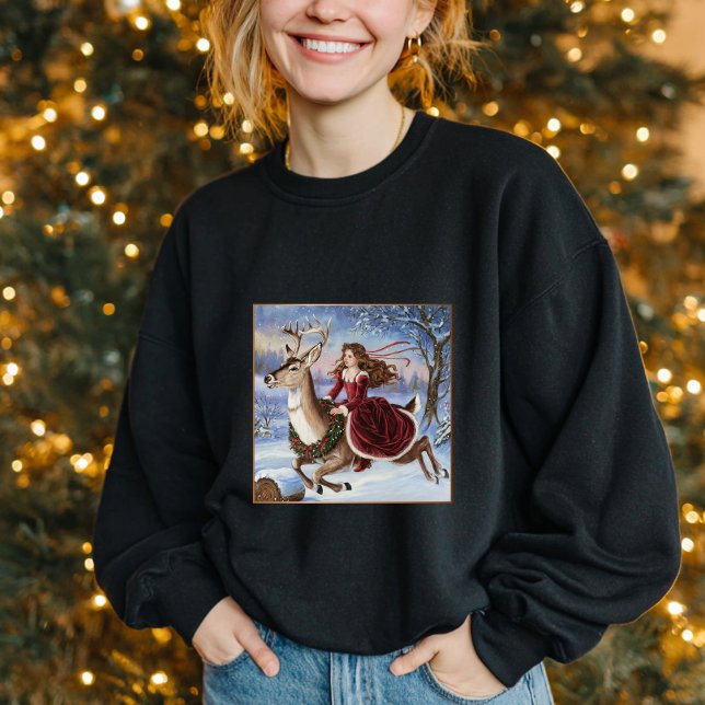 Sweatshirt Élégante Princesse & Reindeer Vintage Christmas mi (Créateur téléchargé)