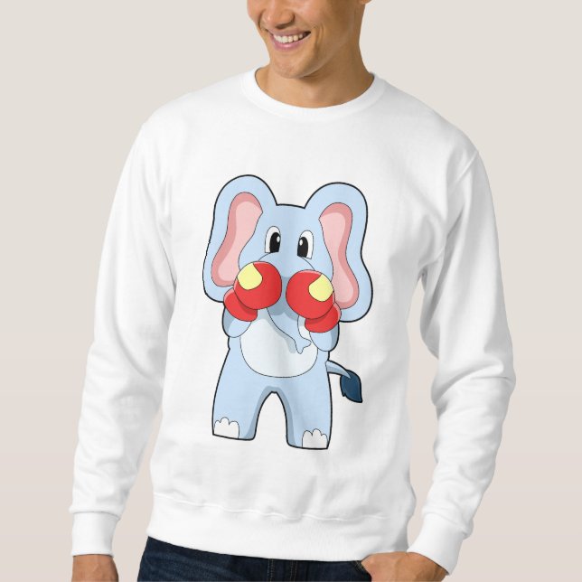 Sweatshirt Eléphant à la boxe avec gants de boxe (Devant)