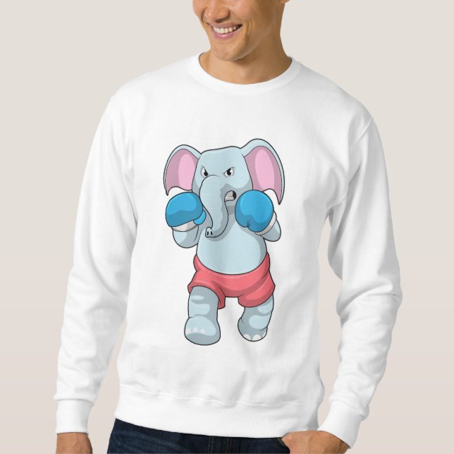 Sweatshirt Eléphant à la boxe avec gants de boxe (Devant)