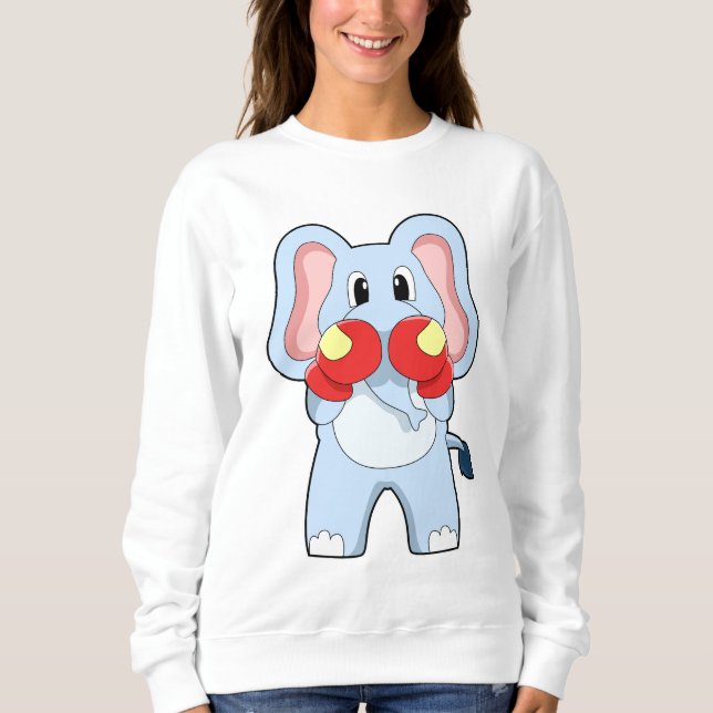 Sweatshirt Eléphant à la boxe avec gants de boxe (Devant)