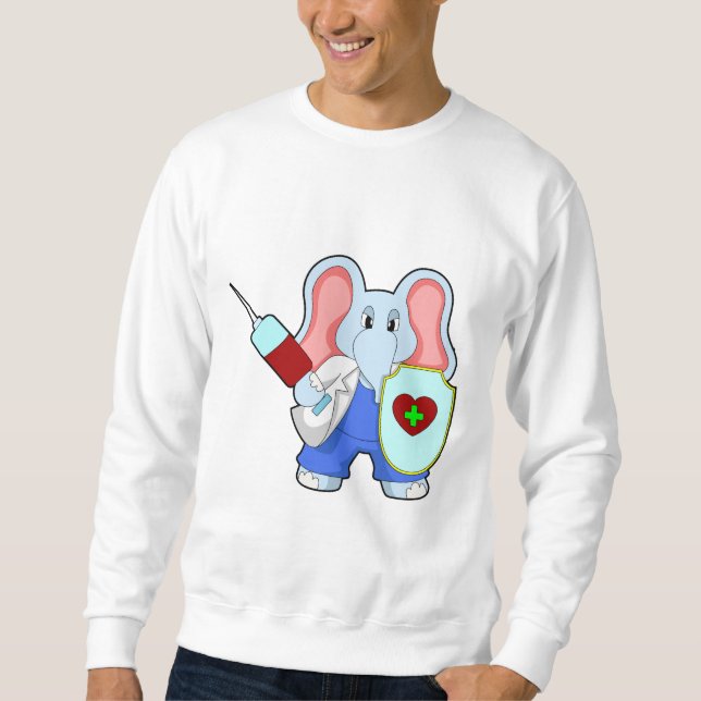 Sweatshirt Eléphant à la vaccination avec seringue (Devant)