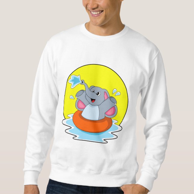 Sweatshirt Eléphant à nager avec Lifebuoy (Devant)
